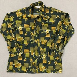 Maison Briar House Shirt Men's‎ Size 7-7.5 Long Sleeve Button Up Green Floral